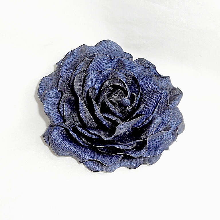 Брошь цветок из ткани цвет черно синий ручной работы Синяя Роза-купить-в интернет-магазине annarose.com.ua